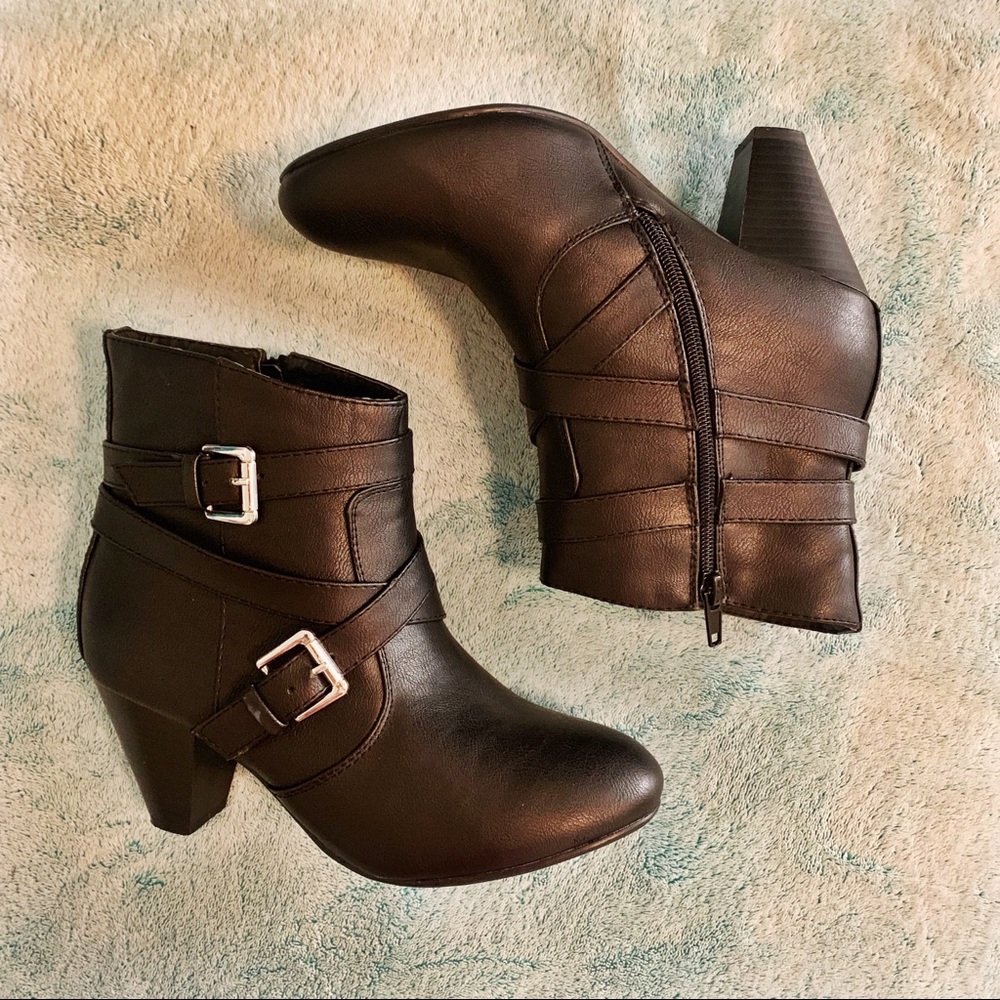 Black Nue Option Faux Vegan Leather Ankle Booties